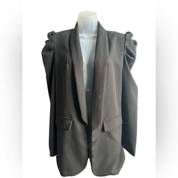 Ladies Venti6 Black Puff Sleeve Open Front Blazer Size Medium - Picture 1 of 3